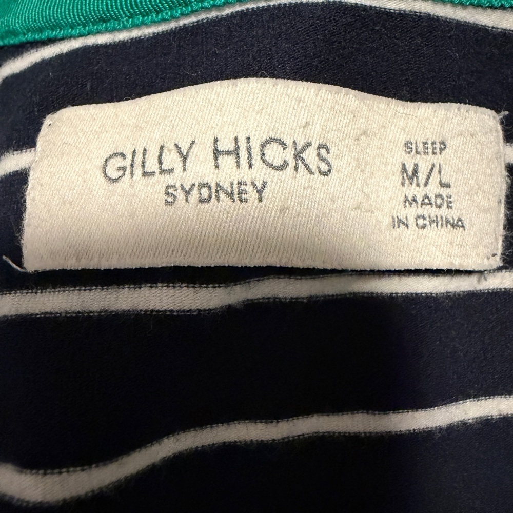 Gilly Hicks Sidney Pajama Striped One Piece Blue White Green Buttery‎ Soft Y2K - Picture 5 of 5